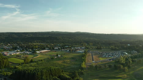 A-drone-shot-of-a-small-green-country-town