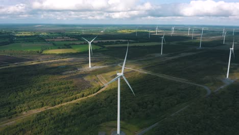 Aerial-view-of-Wind-turbines-Energy-Production--4k-aerial-shot