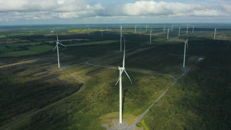 Static-aerial-view-of-Wind-turbines-Energy-Production--4k-drone-footage-turbines