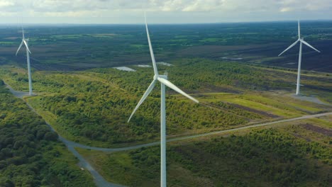 Aerial-view-of-Wind-turbines-Energy-Production--4k-aerial-shot