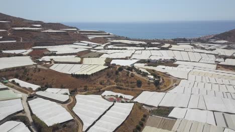 Aerial-view-in-a-farmland-full-of-greenhouses-in-the-coast-of-the-south-of-Spain