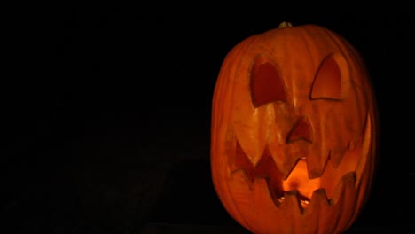 Tall-Jack-O-Lantern-With-Flickering-Pumpkin-Light-Halloween-Framed-Right-Wide-Angle-Lens