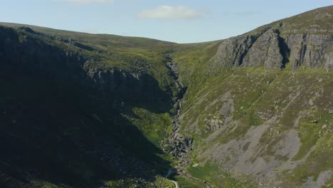 Aerial-view,-4K,-high-drone-footage,-Mahon-falls,-Ireland