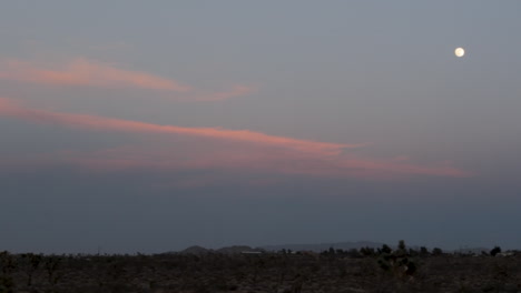 desert-landscape-at-night,-colorful-sky
