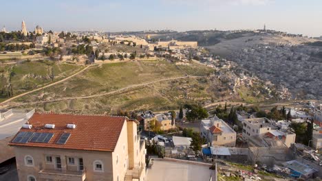 Panoramic-Aerial-Shot-of-Jerusalem-including-the-Old-City-and-East-Jerusalem