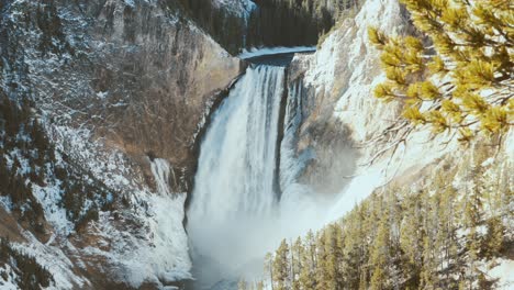 Yellowstone-falls-with-ice-and-snow-wide-shot