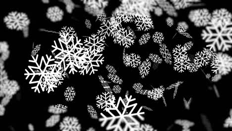 Falling-snowflakes-on-black-nighttime-background