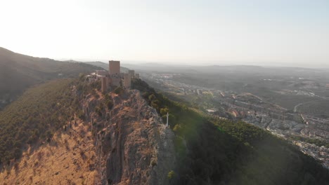 Castillo-de-Jaen,-Spain-Jaen's-Castle-Flying-and-ground-shoots-from-this-medieval-castle-on-afternoon-summer,-it-also-shows-Jaen-city-made-witha-Drone-and-a-action-cam-at-4k-24fps-using-ND-filters