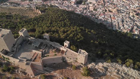 Castillo-de-Jaen,-Spain-Jaen's-Castle-Flying-and-ground-shoots-from-this-medieval-castle-on-afternoon-summer,-it-also-shows-Jaen-city-made-witha-Drone-and-a-action-cam-at-4k-24fps-using-ND-filters