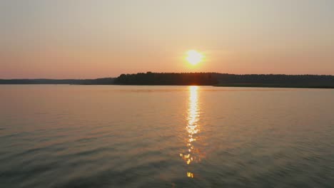 sunset-lake-aerial-shot-majestic-sun
