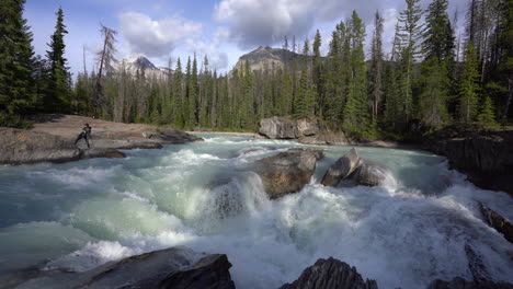 Turquoise-Glacial-Rapids-Gushing-Down-Stream-At-Yoho-National-Park