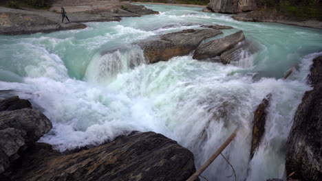 Turbulent-Glacial-White-Water-Rushes-Downstream-At-Yoho-National-Park,-Canada