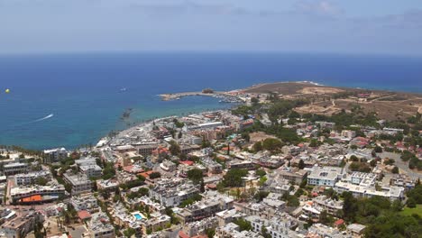 Aerial-shots-of-resorts-and-beaches-of-Paphos,-Cyprus