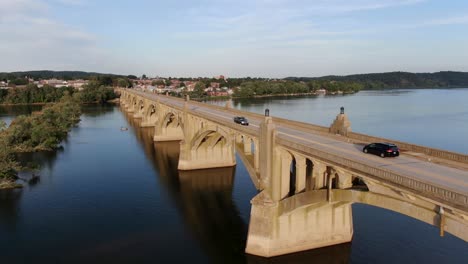 Slow-aerial-rising-shot-reveals-beautiful-architecture-of-bridge-in-Lancaster-County,-Pennsylvania
