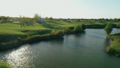 Aerial-footage-of-a-golf-course-in-Bac,-near-Bratislava-in-Slovakia