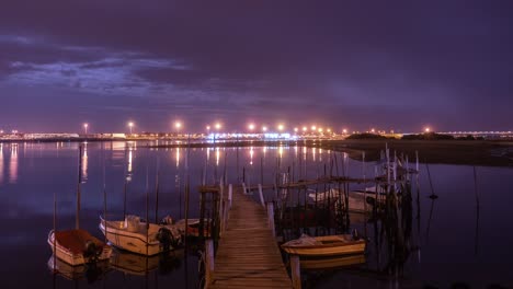 Timelapse-of-a-Wooden-Boat-Dock-at-night
