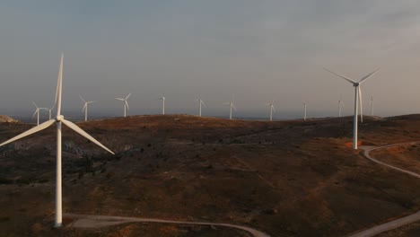 An-aerial-lateral-shot-of-wind-power-generators