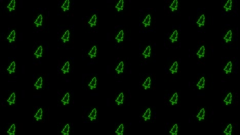 Weihnachtsbaum-Gekacheltes-Hintergrundanimationsmuster-In-Leuchtendem-Grün-Und-Schwarz