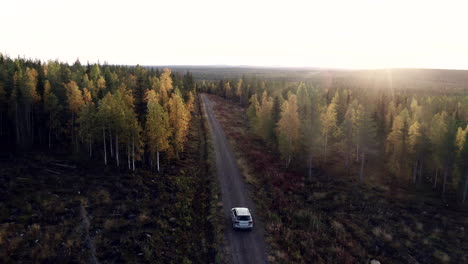 Car-chase-in-Fall-colors-in-beautiful-Finnish-Lapland