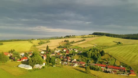 Aerial-point-of-interest-shot-of-a-Slovak-village-Sihla