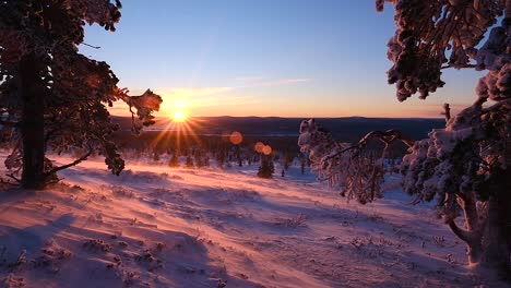 Epic-Sunset-in-Lapland,-Finland