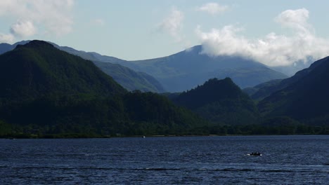 Zoomed-in-shot-of-a-pleasure-boat-on-Derwent-Water-lake-in-the-Lake-District