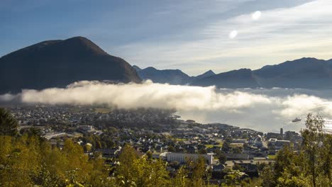 Timelapse-of-the-town-Volda-where-clouds-are-moving