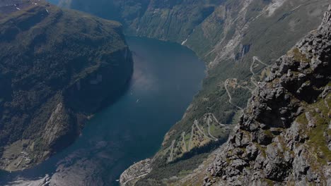Aerial-view-of-the-Geiranger-fjord-in-Norway-with-a-tilt