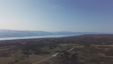 Aerial-view,-drone-flight-along-the-East-End-Road-near-Homer-Alaska