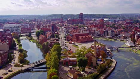 Aerial-shot-of-feris-wheel-in-GdaÅ„sk-city-in-Poland