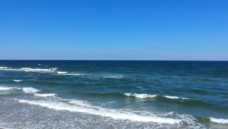 View-of-the-Baltic-sea-in-Poland,-small-waves-and-clear-sky