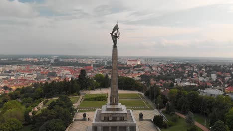 Aerial-4k-100-Mbps-footage-from-Slavin-in-Bratislava,-Europe