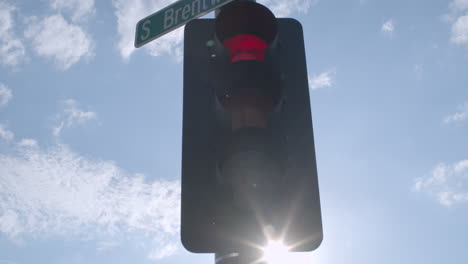 Traffic-light-at-city-intersection-is-red