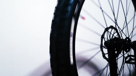 A-mountain-bicycle-wheel-spins-and-displays-disc-brake