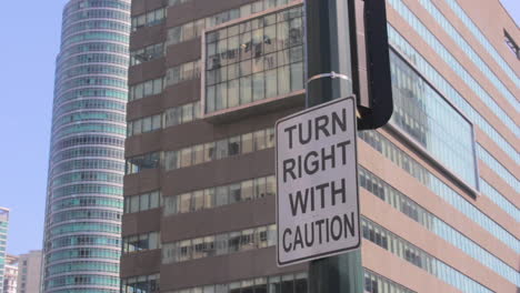 Turn-Right-With-Caution-Street-Sign