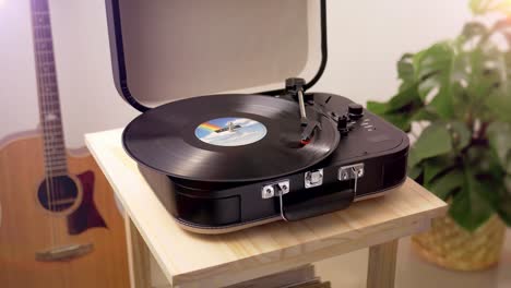 Girl-playing-songs-on-a-record-player