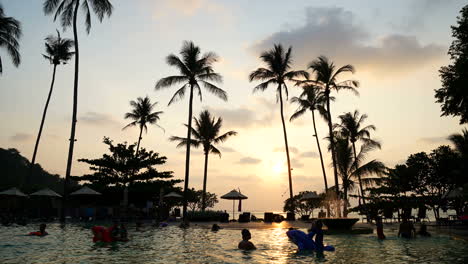 timelapse---swimming-pool-and-sillhouette-palm-with-sunset