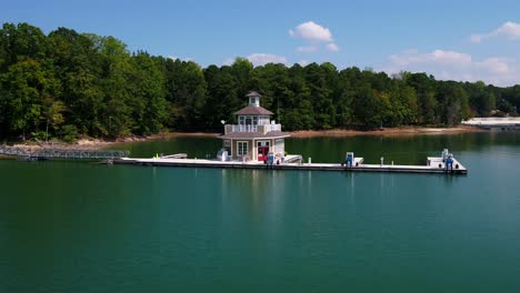 Lighthouse-looking-Fuel-station-and-Tackle-store-on-Lake-Lanier-in-Georgia