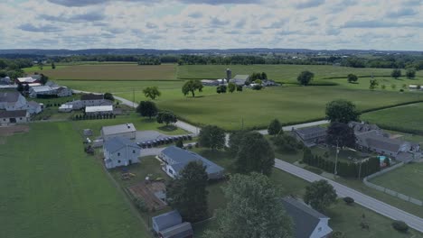 Aerial-View-of-an-Amish-Sunday-Church-Meeting-on-a-Sunny-Summer-Day