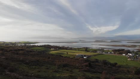 Aerial:-Landscape-of-Croagh-Patrick-and-beautiful-Clew-Bay-in-Ireland
