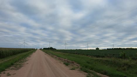 Turning-on-to-a-gravel-road-in-rural-Nebraska-USA