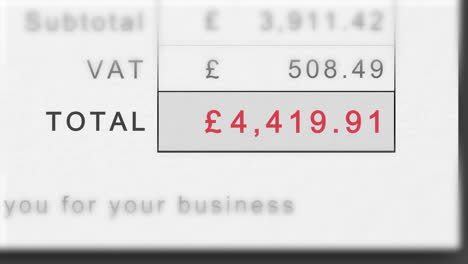 Static-animation-of-a-growing-invoice-total-in-British-Pounds-with-VAT