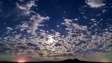 Lichtverschmutzung-In-Der-Mojave-Wüste-Im-Zeitraffer-Der-Untergehenden-Sonne
