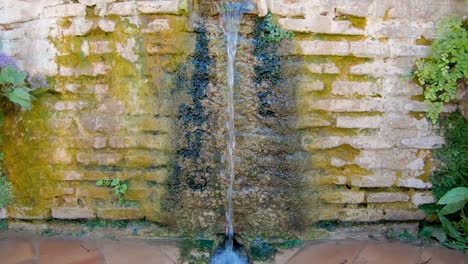 Die-Wasserquelle-Ist-Mit-Einer-Ziegelmauer-Eingezäunt-Und-Mit-Grün-Bewachsen