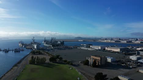 Marina,-Naval-base-and-city-on-a-sunny-day