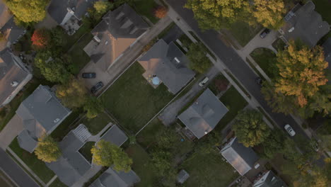 top-down-view-of-suburban-street-camera-spins-counter-clockwise