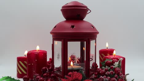 Christmas-decoration.-Red-candles-and-Christmas-red-lantern