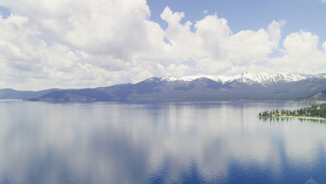 Pan-over-left-at-Lake-Tahoe-revealing-lake-and-mountains
