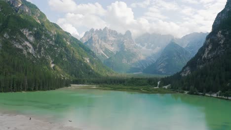 Dolomites-Aerial-Drone-Mountains-Wilderness-Travel-Lake