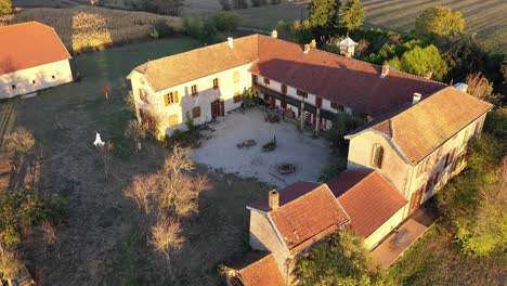 Aerial-view-of-a-French-chateau-in-a-rural-area